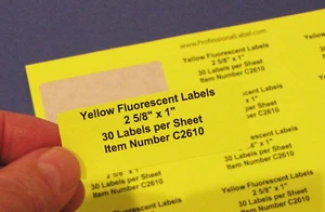 Dayglo fluoreszierend hellgelb 2 5/8 x 1 Zoll rechteckige Etiketten 50 Blatt C2610 - Bild 1 von 8