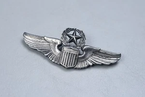 WWII U.S. ARMY AIR CORPS COMMAND PILOT WING BY MEYER - EARLY PINBACK, STERLING - Picture 1 of 7