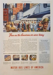 Anuncio de colección Motor Bus Lines of America 1944 estos son estadounidenses a los que servimos hoy - Imagen 1 de 1