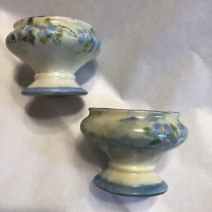 2 Forget Me Not Luster HANDPAINTED OPEN SALT DIP DISH. Buf - Picture 1 of 7