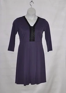 Vestido tejido manga 3/4 SA by Seth Aaron con detalle de cuero sintético talla S berenjena - Imagen 1 de 2