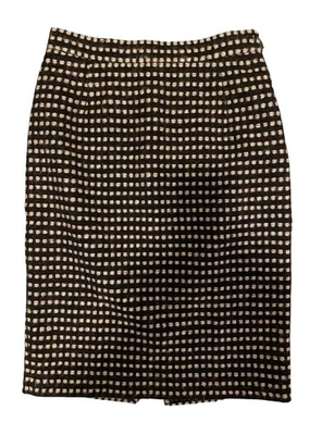$400 Carolina Herrera 2 4 Falda Tweed Boucle Negro Lápiz Movible Lana Brillante Foto 1 de 4