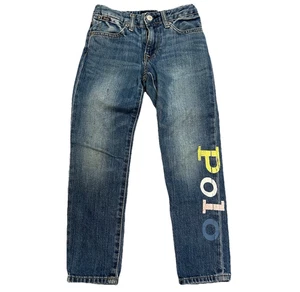 POLO RALPH LAUREN THE ASTOR SLIM BOY FRIEND BLUE DENIM JEANS YOUTH 7 GIRLS (101) - Picture 1 of 7