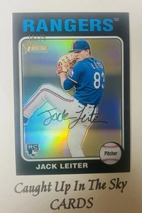 2024 Topps Heritage High Number Jack Leiter RC Black Refractor #14/75 Rangers - Picture 1 of 2