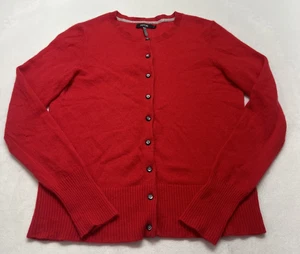 Apt 9 Cardigan Donna L Rosso Cardigan Maglione 100% Cashmere Manica Lunga Bottoni - Foto 1 di 14