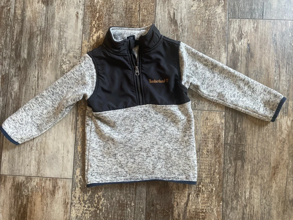 Timberland Bebé Niño Talla 3T Cuarto Cremallera Sudadera Gris y Negro Foto 1 de 4