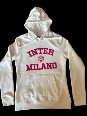 INTER MILAN MILANO Mujer Sudadera con Capucha Oficial Universitaria Nueva con Etiquetas Blanca Calce Ajustado Pequeña Foto 1 de 4