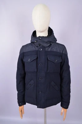 Mens Moncler Navy Blue Wool Down Quilted Republique Jacket Hooded Size 3 M/L - Image 1 of 4