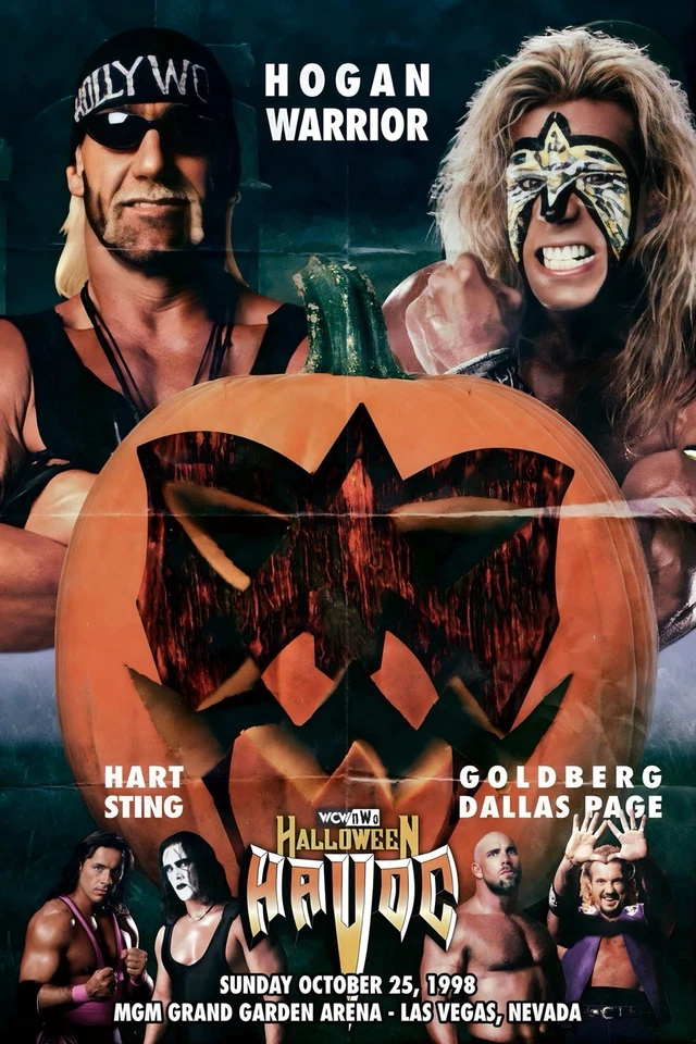 PÓSTER WWE GIGANTE 24”x36” - WCW halloween havoc 1998 Hulk Hogan Warrior Sting Foto 1 de 1