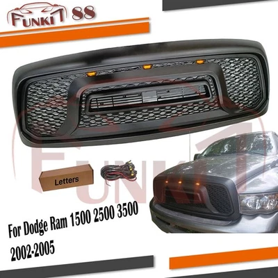 Rejilla delantera para Dodge Ram 1500 2500 3500 2002-2005 negro mate con luces LED Foto 1 de 4