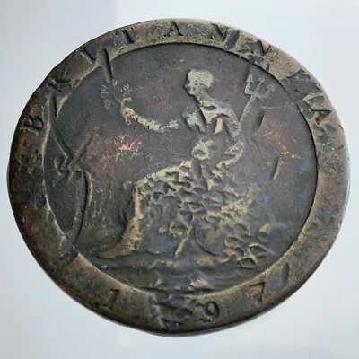 1797 Great Britain George III Penny Cartwheel KM# 618 Coin AA781 - Image 1 of 4