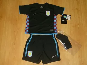 Aston Villa Baby Soccer Kit Nike black Football Shirt Shorts Socks NEW - Picture 1 of 1