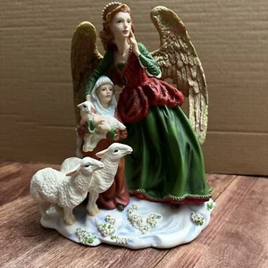 Lenox Behold the Child Christmas Angel w/Shepherd & Sheep Figurine 1998 - Picture 1 of 14