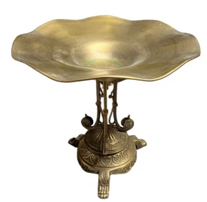 VINTAGE BRASS CENTERPIECE FRUIT BOWL CLAW FEET - Picture 1 of 9