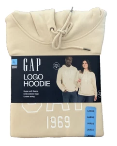 Sudadera con Capucha Gap Logo Unisex Grande Beige Suave Polar Bordado Logo Nuevo con Etiquetas - Imagen 1 de 2