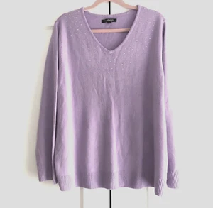 BY DESIGN Woman Soft Lilac Embellished Sweater Size 2X V-Neck - Picture 1 of 9