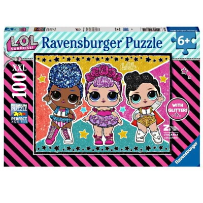 PUZZLE LOL SURPRISE GLITTER 100 Pz XXL PER BAMBINI + 6 ANNI RAVENSBURGER - Immagine 1 di 2
