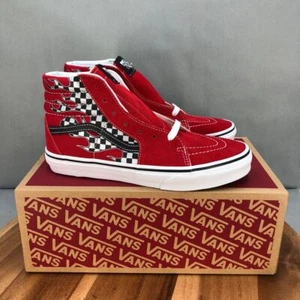 Vans Sk8-Hi Shoes Youth 5.5 Red Checkerboard Flame High Top Sneakers - Picture 1 of 8