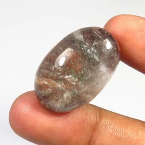 Garden Quartz Gemstone 27x18mm Natural Lodolite Quartz Oval Cabochon 50Cts GZ-08 - Picture 1 of 11