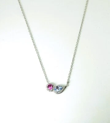 Collana Donna Lotus Silver LP3841-1/1 In Argento Con Cristalli Rosa E Celeste - Immagine 1 di 2