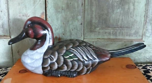 Señuelo de pato mallardo tallado y pintado en madera de nogal escultura arte popular - Imagen 1 de 8
