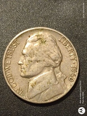 1960 D Jefferson Nickel Circulated US Mint Error Coin - Image 1 of 2