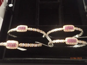Gems by Michael Sterling Silver Burmese Ruby Cluster Bracelet ORG $313 HSN - Picture 1 of 5