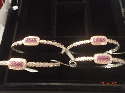 Pulsera Gems by Michael Plata Esterlina Rubí Birmano Racimo ORG $313 HSN Foto 1 de 4