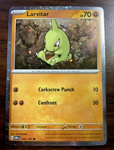 Pokémon TCG - Larvitar 105/197 - Obsidian Flames Cosmic Holo with Swirl - NM - Picture 1 of 2