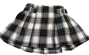 JUSTICE Nwt Girls Plaid Skirt Skort Black&White Gray Size 10 NWT - Picture 1 of 5