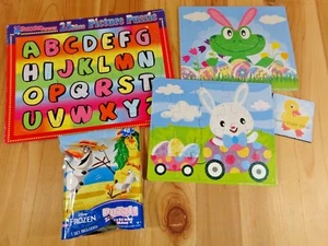 Preschool Puzzles LOT OF 4 Frame Tray ALPHABET Easter Bunny Frog Disney FROZEN - Picture 1 of 1