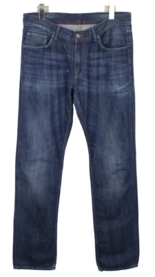 TOMMY HILFIGER Jeans Homme W34/L36 Bleu Droit Ajusté Whiskers Denim Décontracté - Photo 1/4