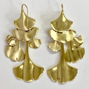 HSN Connie Craig Carroll Gold-Tone Della Ginkgo Drop Earrings - Picture 1 of 5