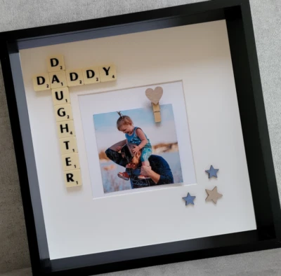 8. Daddy | Scrabble Picture Photo Frame | Happy Fathers Day Dad Mum Daddy Mummy - Image 1 of 4