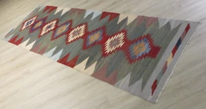 ESTATE 3x9 Flat Weave Reversible Kilim Vegetable Dye Handmade Wool Rug 582331 - Picture 1 of 11