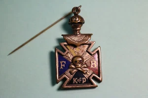 Knights of Pythias Skull Bone Stick Pin Pendant Fob Enamel FCB - Picture 1 of 9
