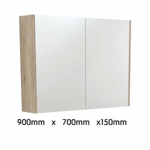 Bathroom Mirror Shaving Cabinet 900 1200 1500/700 Height natural oak wood grain - Picture 1 of 5