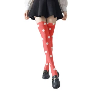Large Dots Women Thigh High Stockings Japanese Style Anime Cosplay Long Socks - Picture 1 of 8