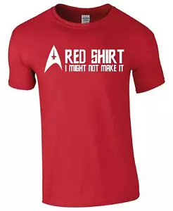 Red Shirt Star Trek Inspired Funny unisex kids/adults Top T-shirt - Picture 1 of 1