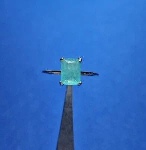 Paraiba Tourmaline 2 ct 925 Sterling Silver Ring Jewelry Size 6 14k Plated Gold - Picture 1 of 4