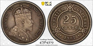 British Honduras, 1907 Edward VII 25 Cents. PCGS XF 40. 60,000 Mintage. - Picture 1 of 3