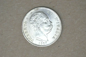 Italien: 1887 - M Lira - schöne helle Stempelglanz  Aus der Sammlung meines Vaters - Bild 1 von 7