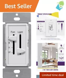 Compact 3-Speed Fan Dimmer Switch - 2.5A for Dimmable LED and Incandescent - Picture 1 of 10