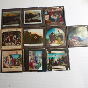 Lot of 10 Glass Slide Art / Photos - Christianity - Religious - Christ - Colour - Picture 1 of 11