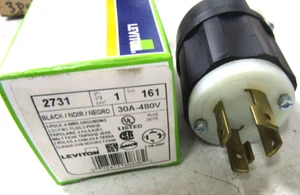 NEW LEVITON 480 VAC GROUNDING LOCKING PLUG 30 AMP 3 PHASE 3 POLE 4 WIRE 2731 - Picture 1 of 4
