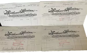 ATQ Billheads Matthews & Harrison 1913 Lebensmittel Kolonial Kingston NY 4er-Set - Bild 1 von 6