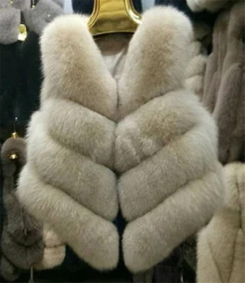 Chaleco chaleco de piel de zorro real chalecos cortos de piel de lujo para mujer Prendas exteriores Foto 1 de 4