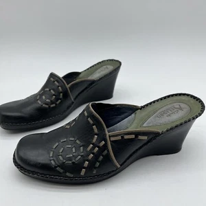 CLARKS Artisan Collection black Stitched Leather Mules Shoes Women's Size 9.5 - Picture 1 of 12