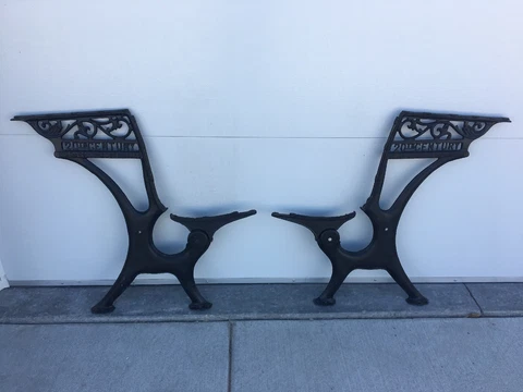 Antique Cast Iron Ornate Bench School Desk Legs Ends Sides Cover