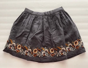 Peek Skirt Girls M 6 7 Gray Flowers Embroidered Beaded Lined New - Picture 1 of 5